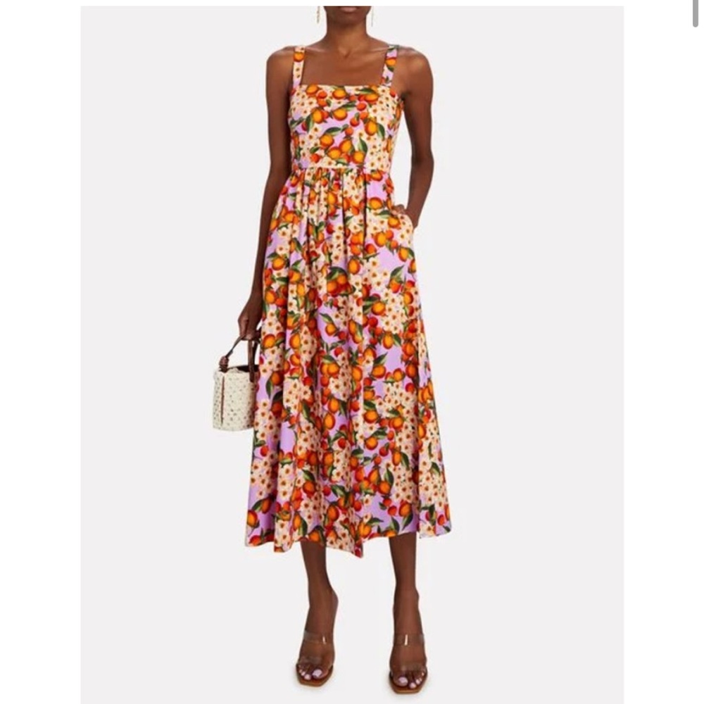 Borgo De Nor Daniela Lemon Cotton Midi Tiered Ruffle Dress in size UK 8 // US 4